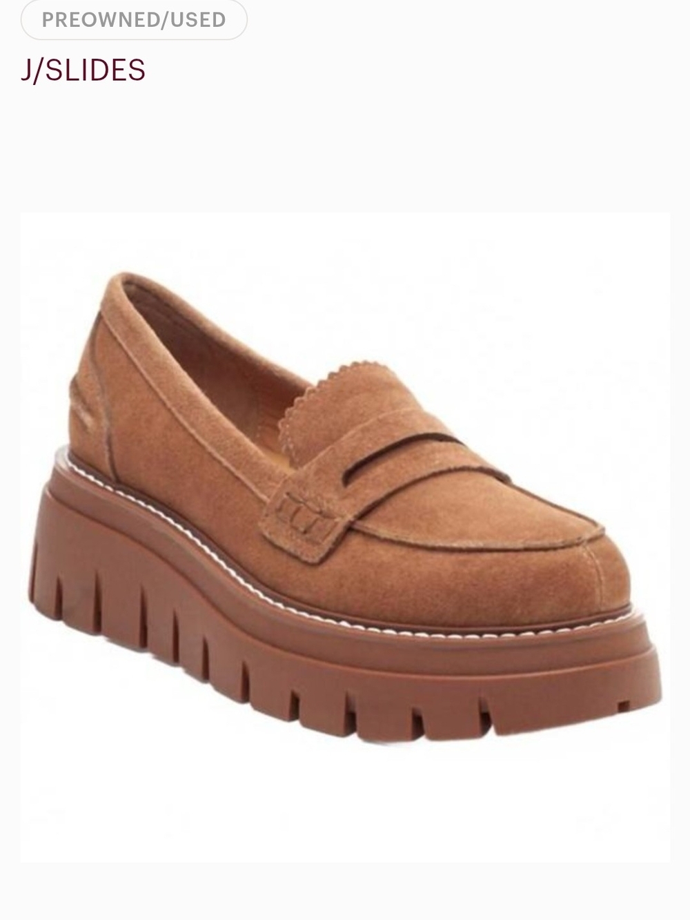 J/Slides Women's Tan Suede Lug Sole Loafer